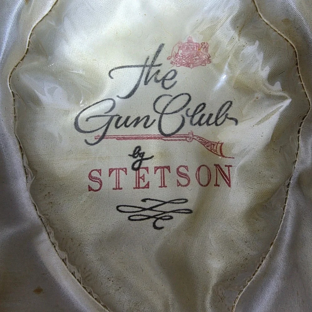 Stetson Fedora Mens 7 3/8 Dark Grey Royal De Luxe Gun Club Felt Feather Hat Box‎